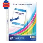 Buste 4 fori Memotak 22x30 formato A4 100 micron finitura Liscia 50 pz.