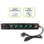 Multipresa Elettrica 5 posti Shuko Tecnoware Power Cleaner spina Schuko ON/OFF 2 USB