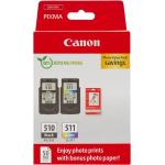 Cartuccia Originale Canon PG-510 - CL-511 + Carta Fotografica Multipack Nero e Colore
