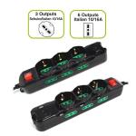 Multipresa Elettrica 9 posti Shuko Bipasso 2 porte USB Tecnoware Power Cleaner spina ITA 16A ON/OFF