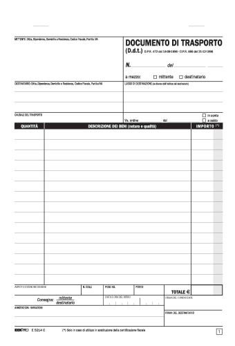 Blocchi documento di trasporto DDT 50×2 autoricalcante – Formato 23×15 A5 EDIPRO