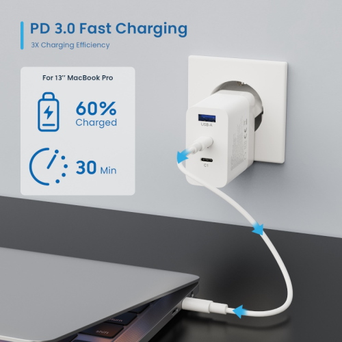 Caricatore rapido USB-C da 65W a 3 porte